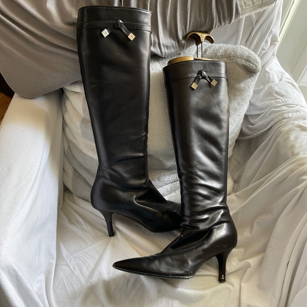 Louis Vuitton black lamb leather  boots